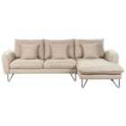 Beliani Left Hand Fabric Corner Sofa Beige Sersan