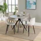 Core Products Aspen Grey Oak Round Table & 4 Calico Curve Chair Dining Set