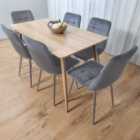 Kosy Koala Dining Table And 6 Chairs Wood Effect 6 Grey Velvet Chairs Dining Set