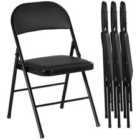 HOMCOM 4 Pack Padded Folding Chairs with Cushioned Seat and Metal Frame Black
