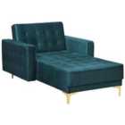 Beliani Velvet Chaise Lounge Teal Aberdeen