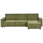 Beliani Left Hand Fabric Corner Sofa Bed Green Romedal Ii