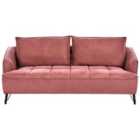 Beliani 3 Seater Fabric Sofa Burgundy Hobro