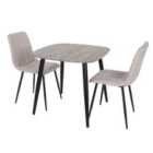 Core Products Aspen Grey Oak Square Table & 2 Blue Fabric Chair Dining Set