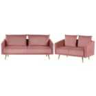 Beliani Velvet Sofa Set Pink Maura