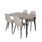 Core Products Aspen Grey Oak Rect Table & 4 Calico Curve Chair Dining Set