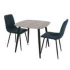 Core Products Aspen Grey Oak Square Table & 2 Natural Fabric Chair Dining Set
