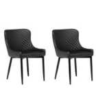 Beliani Set Of 2 Dining Chairs Lynn Wood Dark Grey