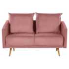 Beliani 2 Seater Velvet Sofa Pink Maura