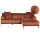 Beliani Left Hand Jumbo Cord Corner Sofa Brown Stenum