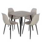 Core Products Aspen Grey Oak Square Table & 4 Calico Curve Chair Dining Set