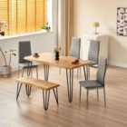 Kosy Koala Dining Table(117X77X75Cm) And 4 Grey Metal Chairs And Bench Set