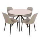 Core Products Aspen White Round Table & 4 Grey Duo Chair Dining Set