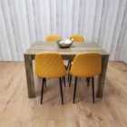 Kosy Koala Dining Table Rustic Effect with 4 Mustard Gem Patterned Chairs