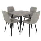 Core Products Aspen Grey Oak Square Table & 4 Natural Fabric Chair Dining Set