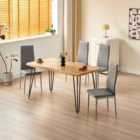 Kosy Koala Dining Table(140X80X75Cm) And 4 Grey Metal Chairs Set
