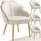 Accent Chair Hellen - Velvet Cover, Padded, Extra-wide Shell-shaped Backrest