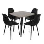 Core Products Aspen Grey Oak Square Table & 4 Black Curve Chair Dining Set