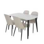 Core Products Aspen White Rect Table & 4 Calico Duo Chair Dining Set