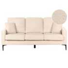 Beliani 3 Seater Boucle Sofa Beige Gavle