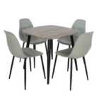 Core Products Aspen Grey Oak Square Table & 4 Grey Curve Chair Dining Set