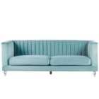 Beliani 3 Seater Velvet Fabric Sofa Light Blue Arvika