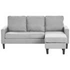 Beliani 3 Seater Fabric Sofa With Ottoman Light Grey Avesta