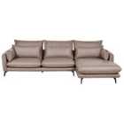 Beliani Left Hand Faux Suede Corner Sofa Light Brown Gallo