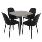 Core Products Aspen Grey Oak Square Table & 4 Black Duo Chair Dining Set
