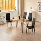 Kosy Koala Dining Table(140X80X75Cm) And 4 Black Metal Chairs Set