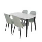 Core Products Aspen White Rect Table & 4 Grey Duo Chair Dining Set