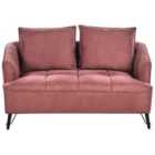 Beliani 2 Seater Fabric Sofa Burgundy Hobro