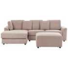 Beliani Right Hand Fabric Corner Sofa With Ottoman Taupe Kohlo