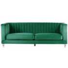 Beliani 3 Seater Velvet Fabric Sofa Green Arvika