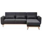 Beliani Left Hand Fabric Corner Sofa Bed Black Ollsta