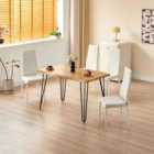 Kosy Koala Dining Table(117X77X75Cm) And 4 White Metal Chairs Set