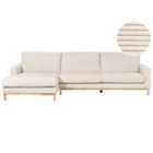 Beliani Right Hand Jumbo Cord Corner Sofa Light Beige Siggard