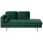 Beliani Left Hand Velvet Chaise Lounge Emerald Green Miramas