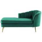 Beliani Right Hand Velvet Chaise Lounge Emerald Green Allier