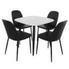 Core Products Aspen White Square Table & 4 Black Duo Chair Dining Set