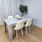 Wooden Rectangle Dining Table Set Dining Table with Set of 4 Cream Chairs Dining Room Furniture