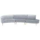 Beliani 4 Seater Curved Velvet Sofa Light Grey Moss