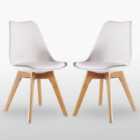 Life Interiors Set Of 2 Lorenzo Plastic Dining Chairs With Faux Leather Padded Cushions For Lounge Office Dining Room Kitchen, White