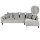 Beliani Left Hand Corduroy Corner Sofa Light Grey Lunner