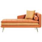 Beliani Right Hand Velvet Chaise Lounge Orange Gonesse