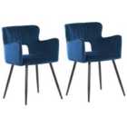 Beliani Set Of 2 Dining Chairs Sanilac Velvet White