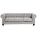 Beliani 3 Seater Fabric Sofa Light Grey Chesterfield