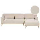 Beliani Left Hand Jumbo Cord Corner Sofa Beige Simos