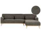 Beliani Left Hand Jumbo Cord Corner Sofa Dark Green Simos