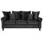 Beliani 3 Seater Velvet Sofa Black Bornholm